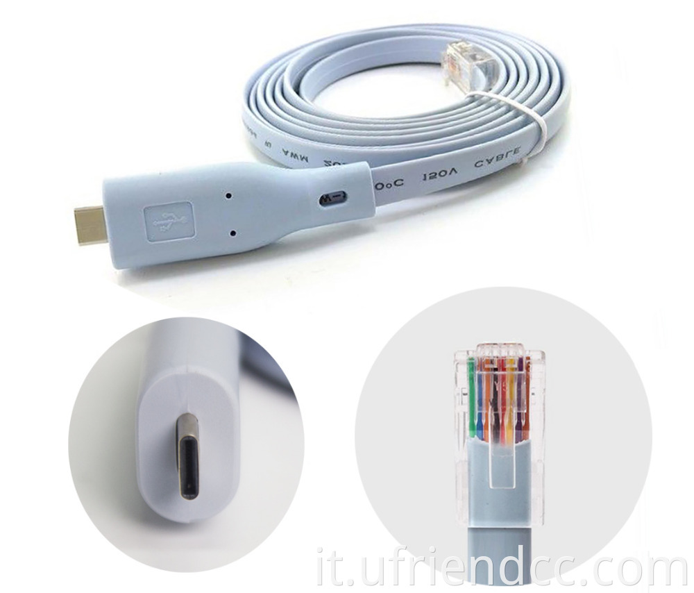 Plug and Play RS485 RSRS232 Serial Win10 FTDI FT232RL USB Tipo C a RJ45 Cavo console per interruttore del router